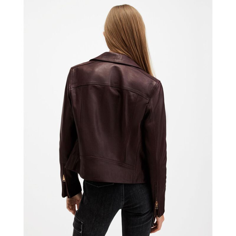 AllSaints Dalby Slim Fit Leather Biker Jacket image number 1